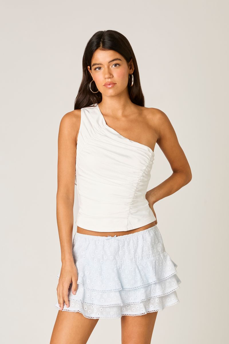 Eyelet Ruffle Skirt in sky front view