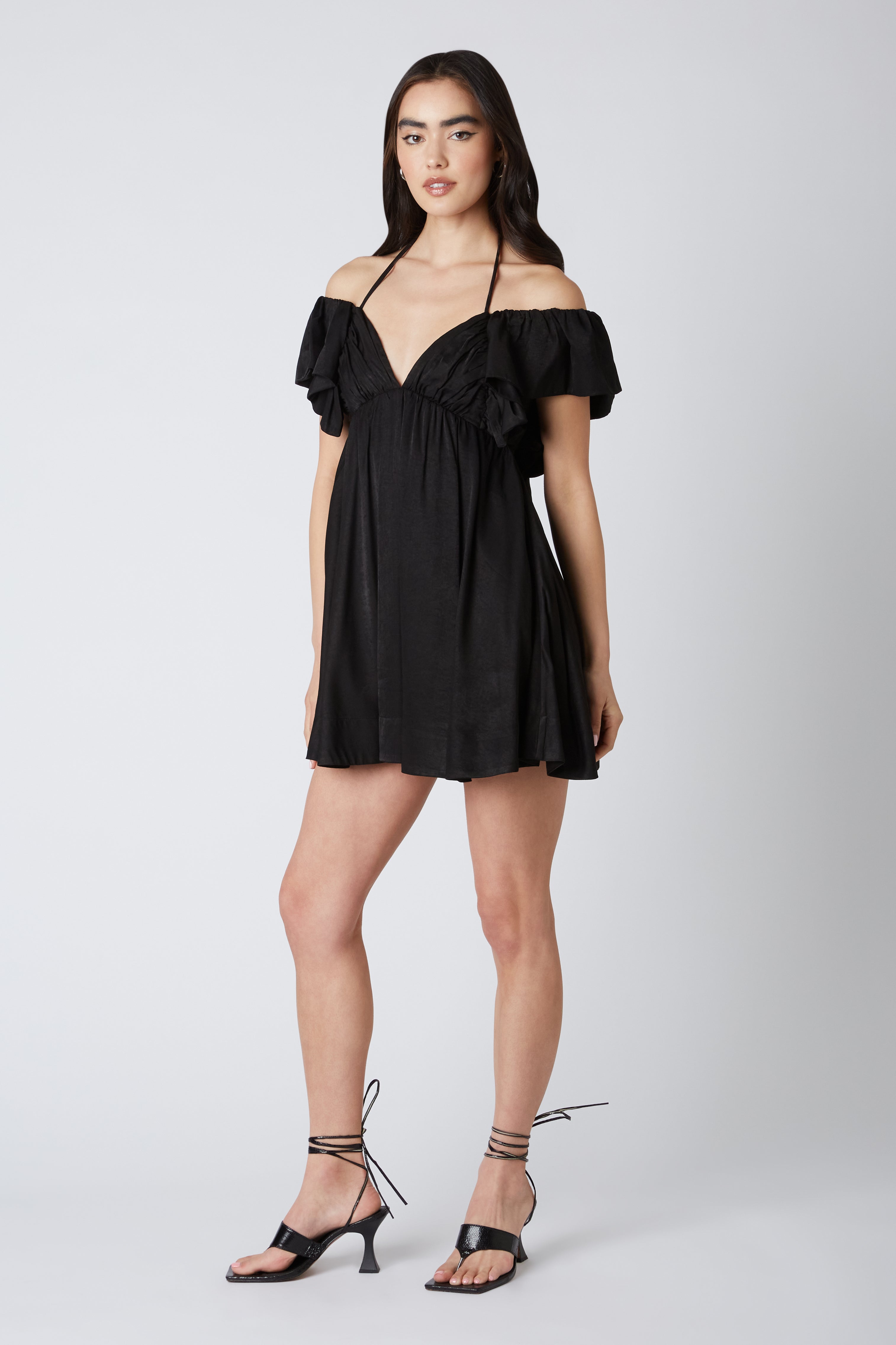 Mini Babydoll Dress in Black Side