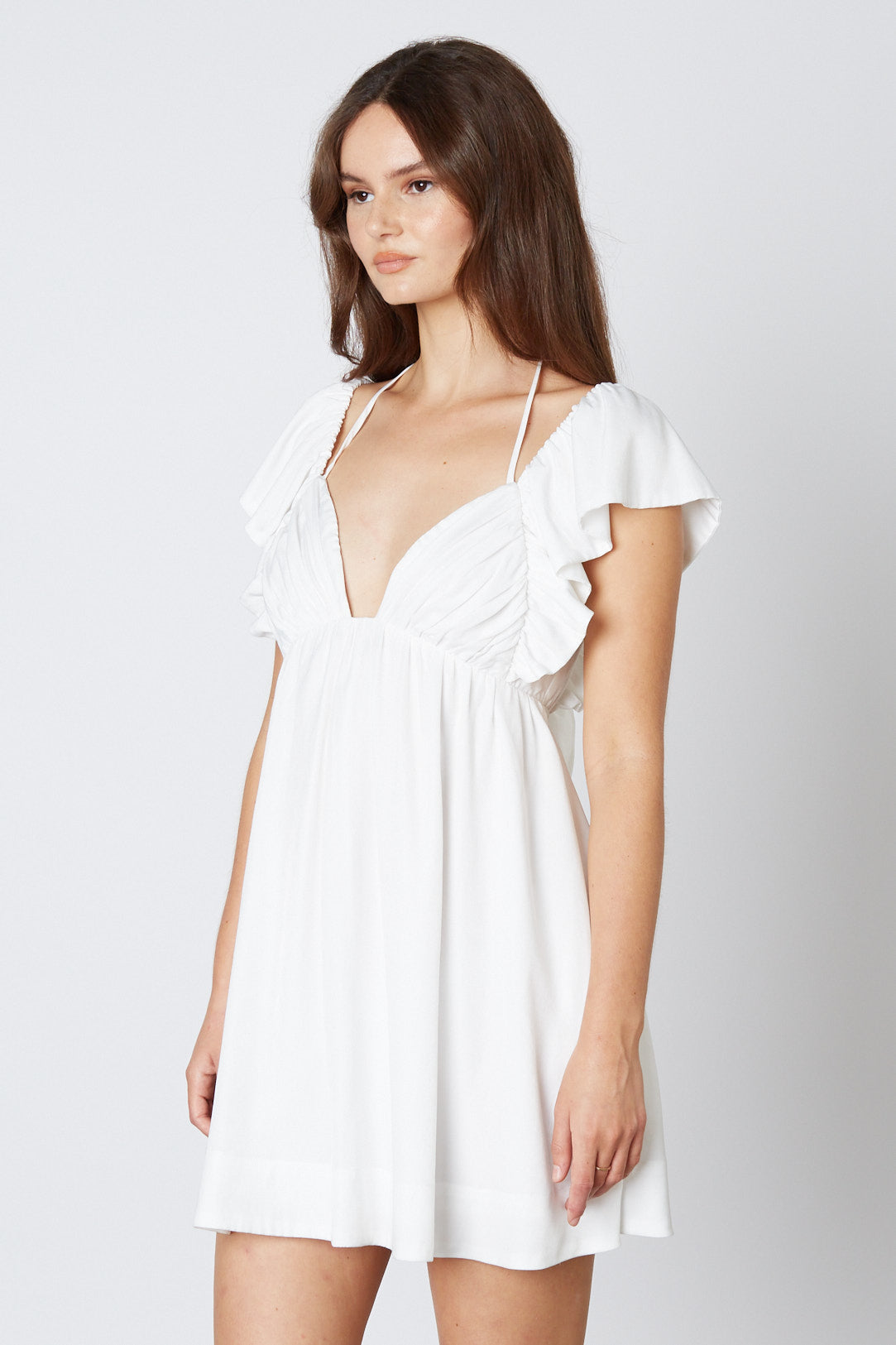 Mini Babydoll Dress in White Side
