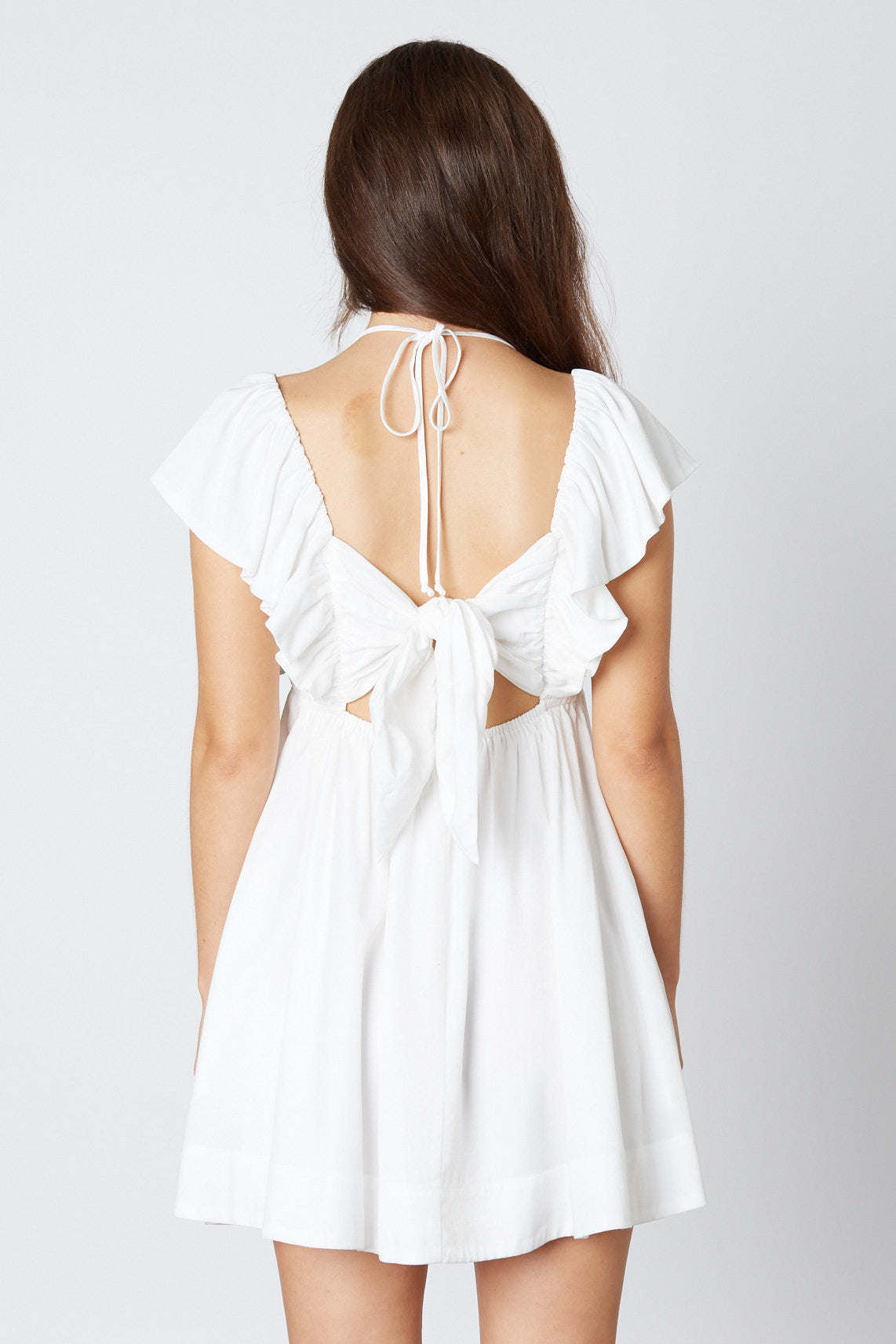 Mini Babydoll Dress in White Back