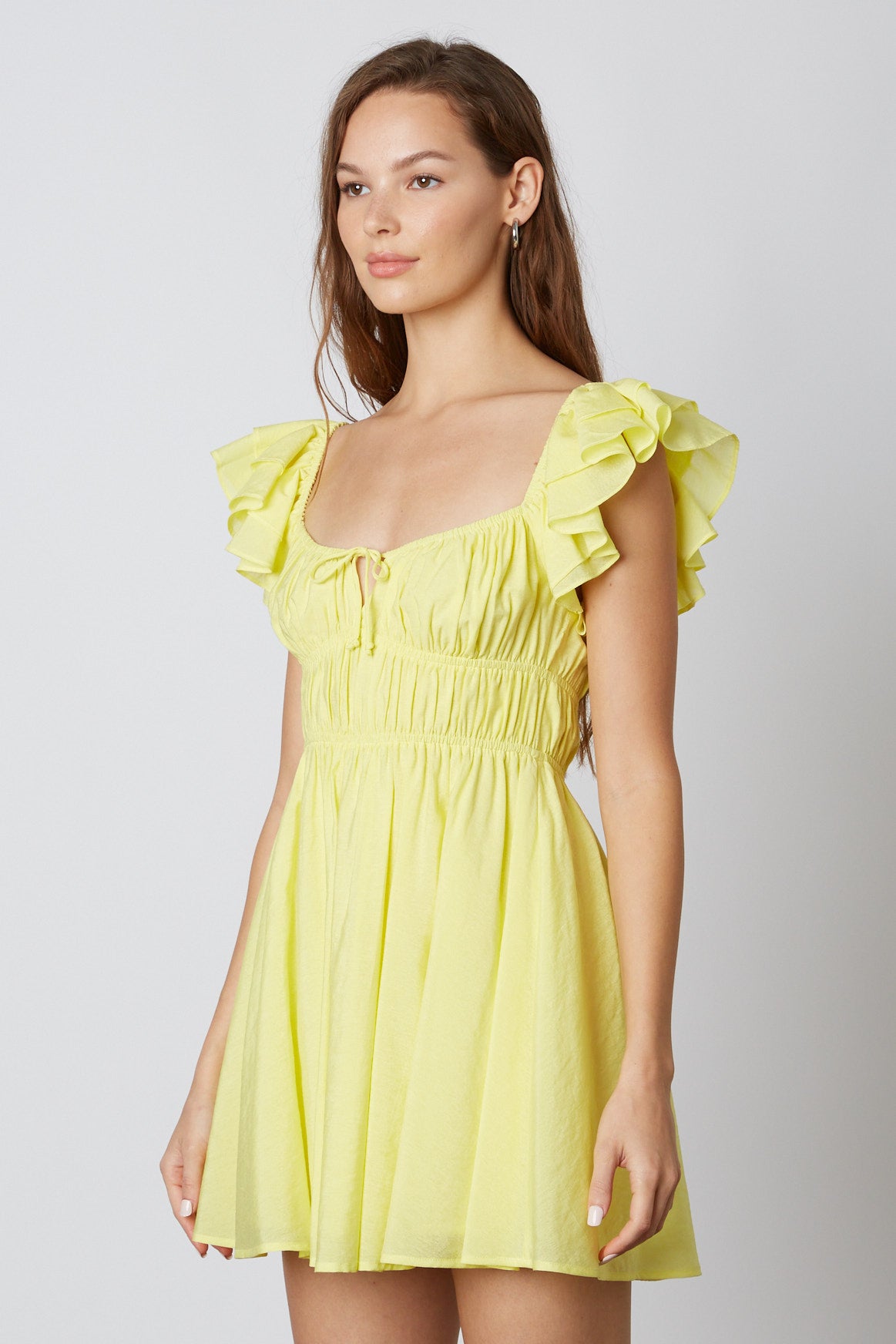 Lemon Smocked Babydoll Dress Side