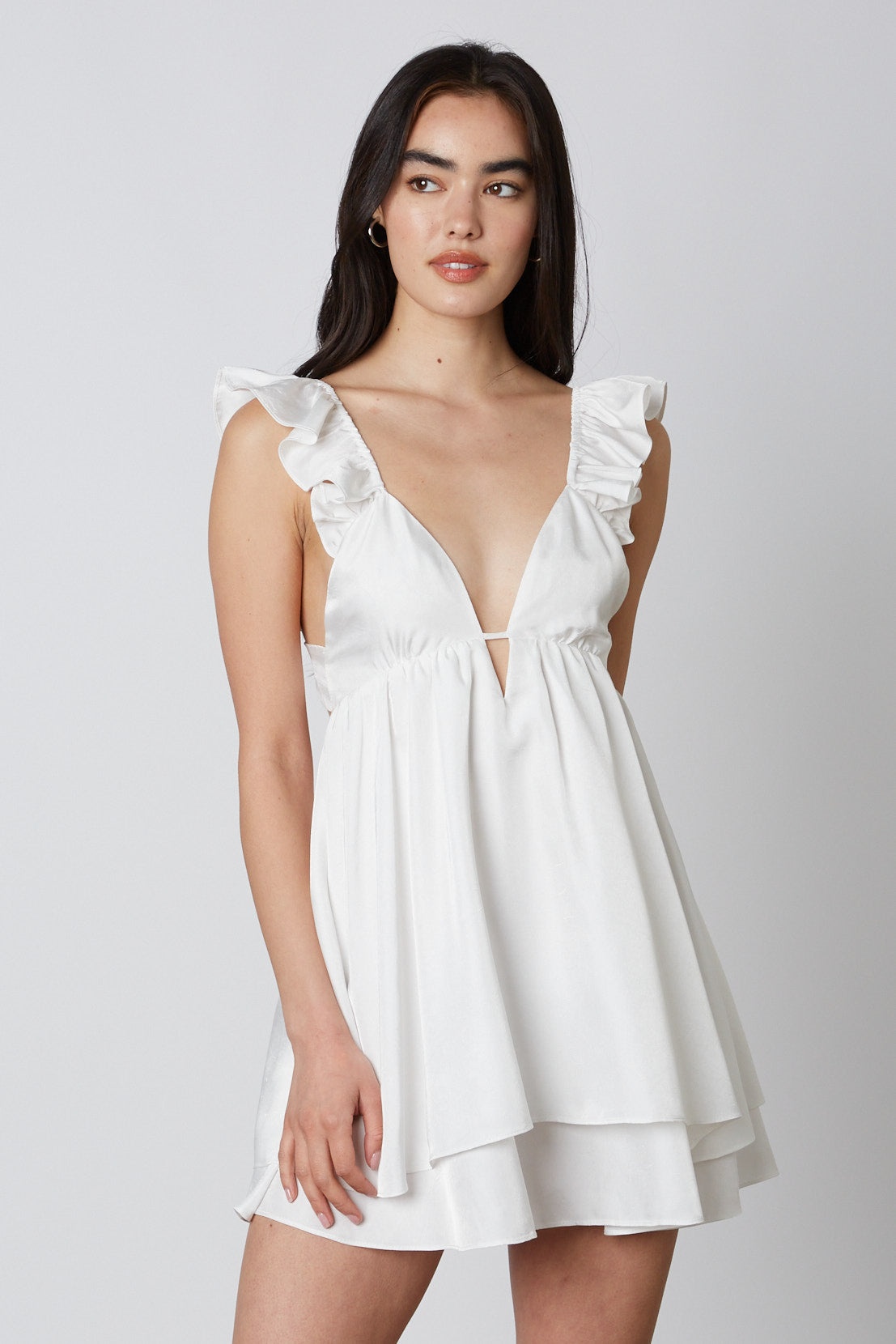 Babydoll Dress in White Front