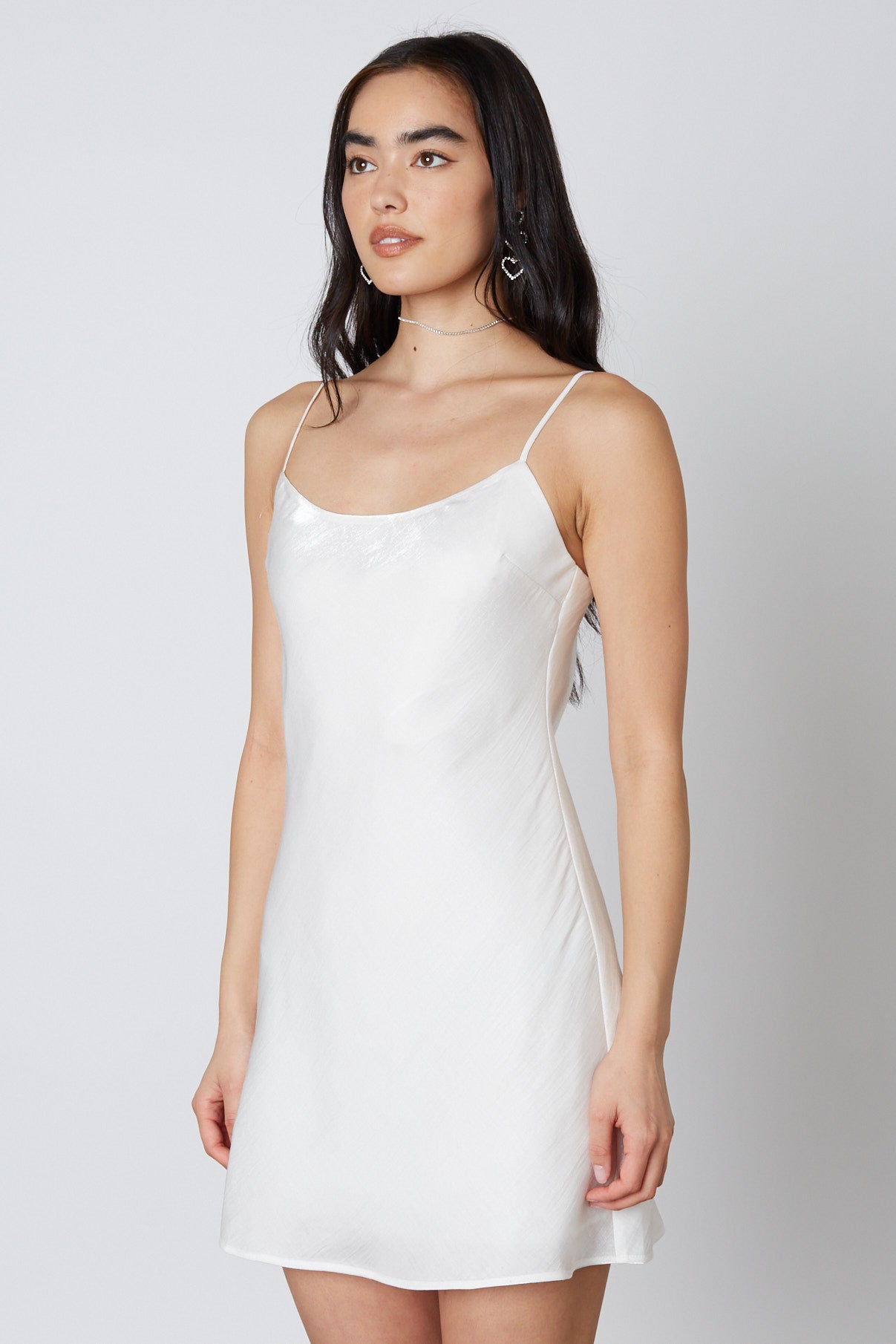 Bias Midi Dress in White Side