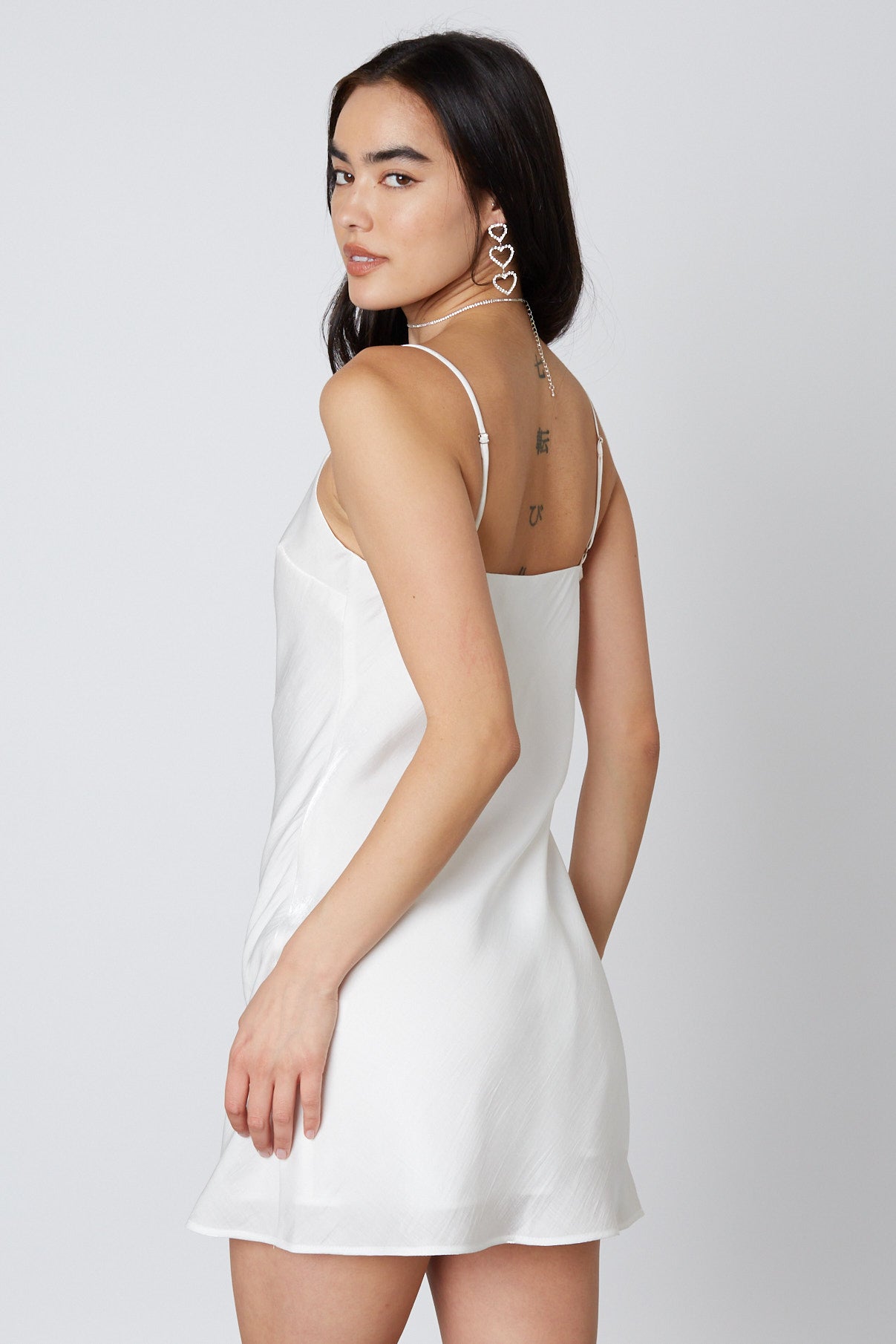 Bias Midi Dress in White Back