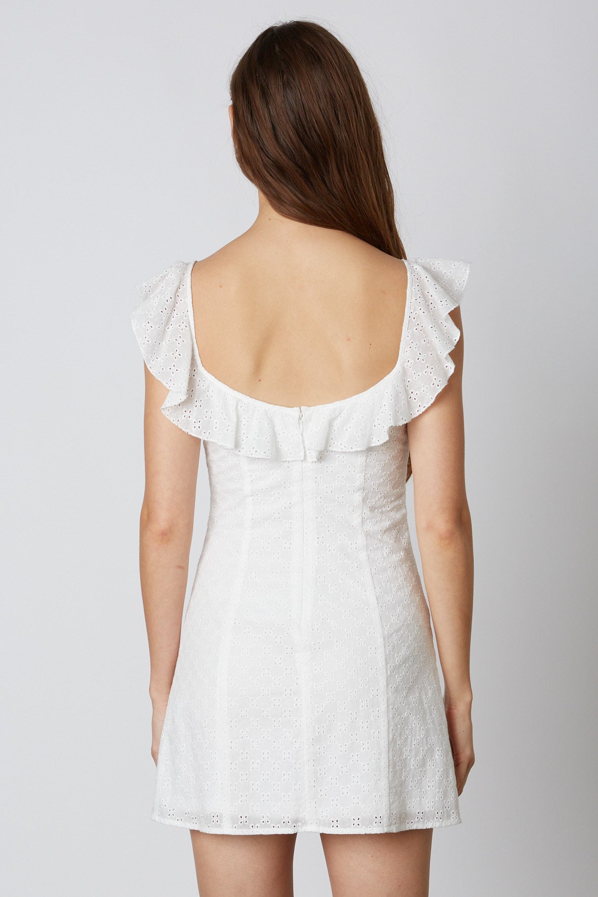 Eyelet Mini Dress in White Back View