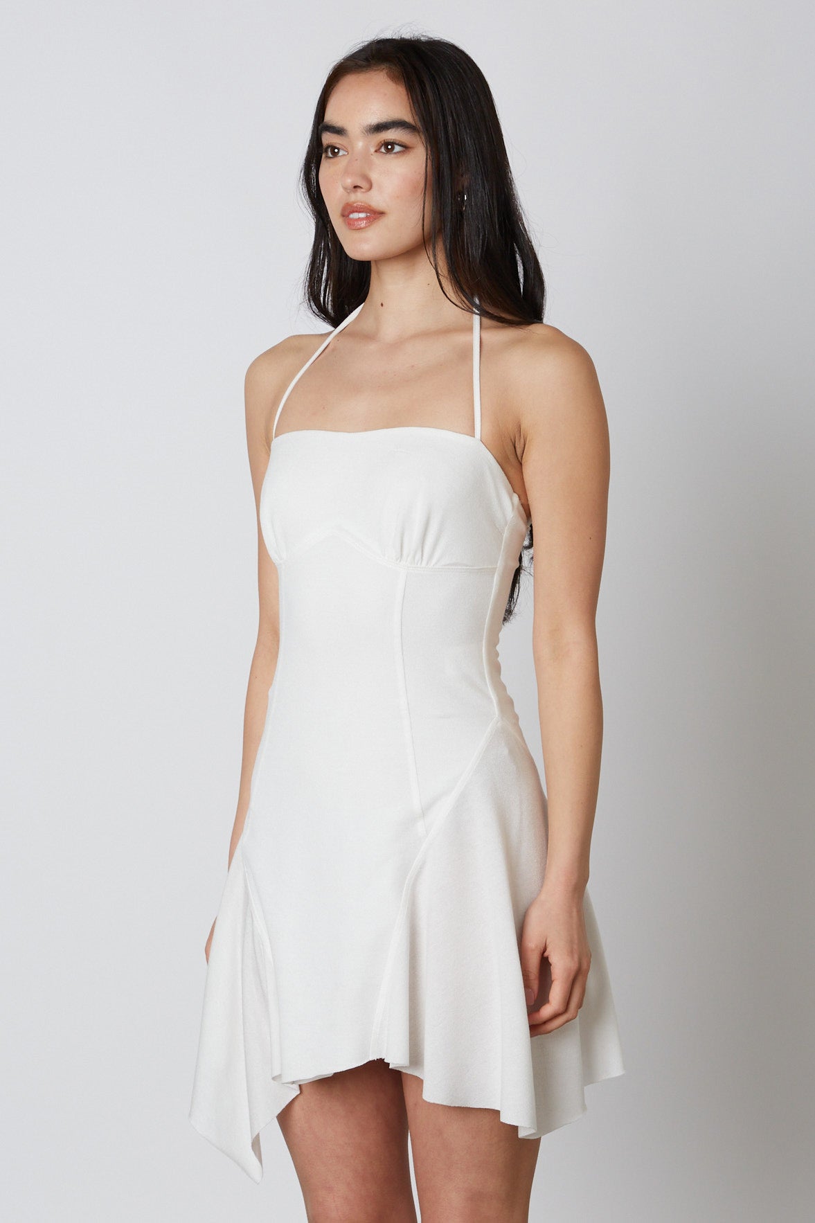 White Halter Mesh Mini Dress Side