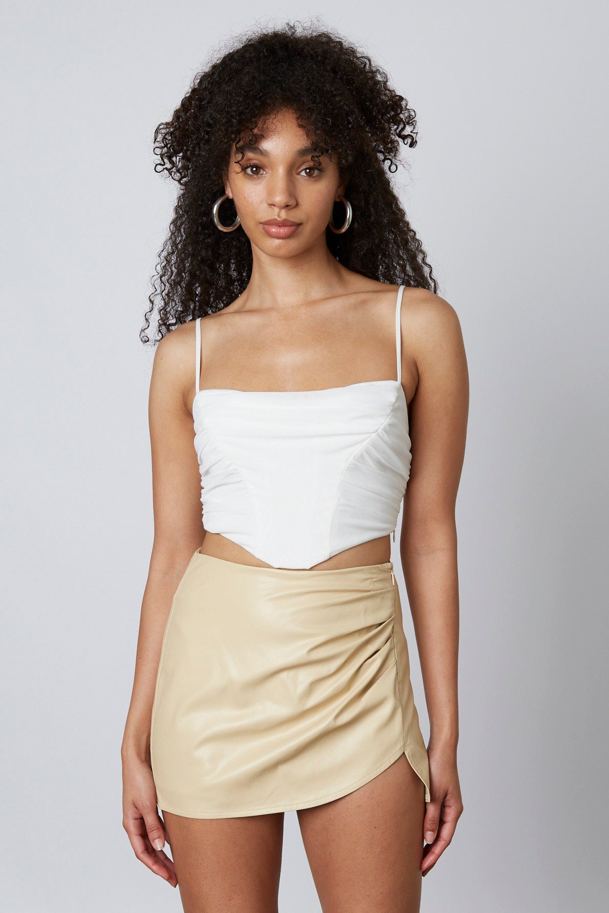 Vegan Leather Mini Skort Front View