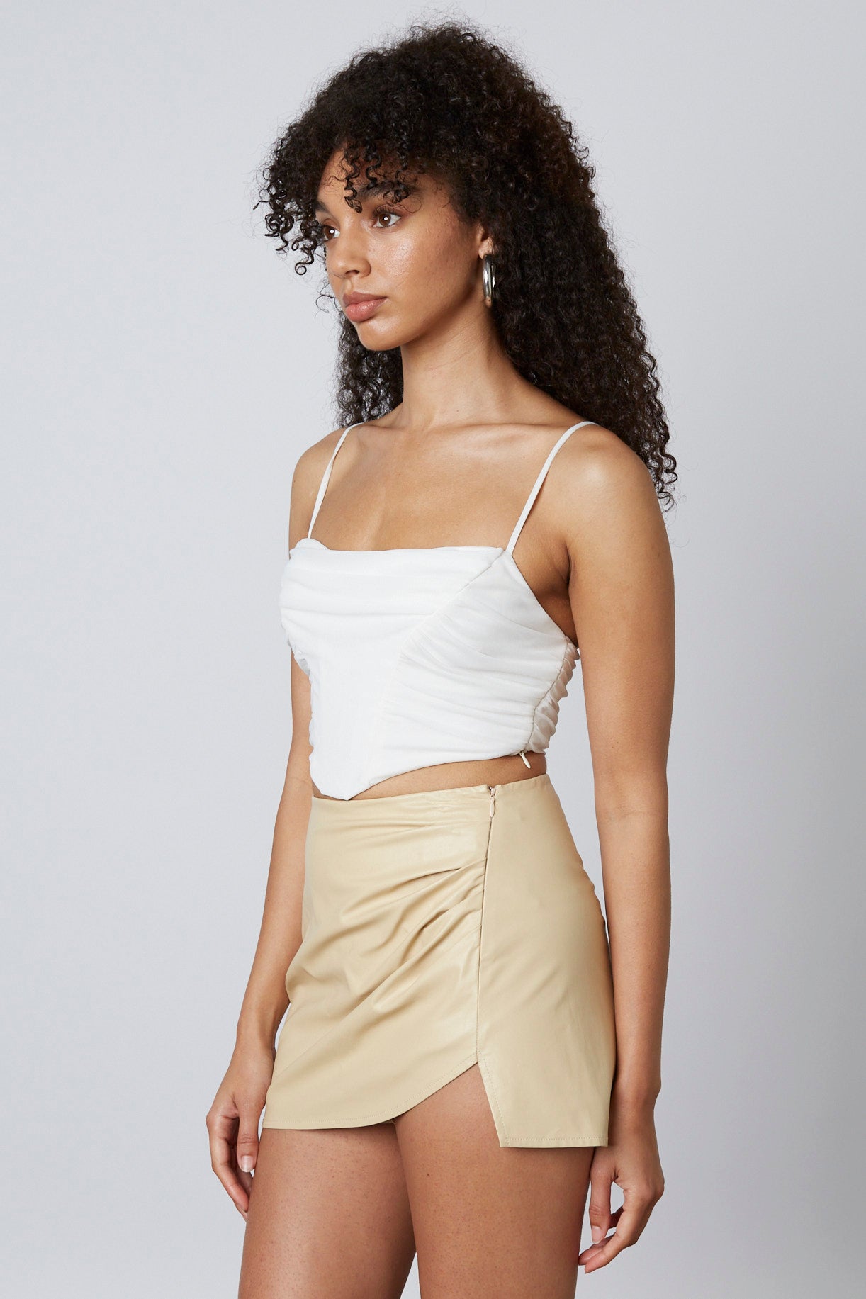 Vegan Leather Mini Skort Side View