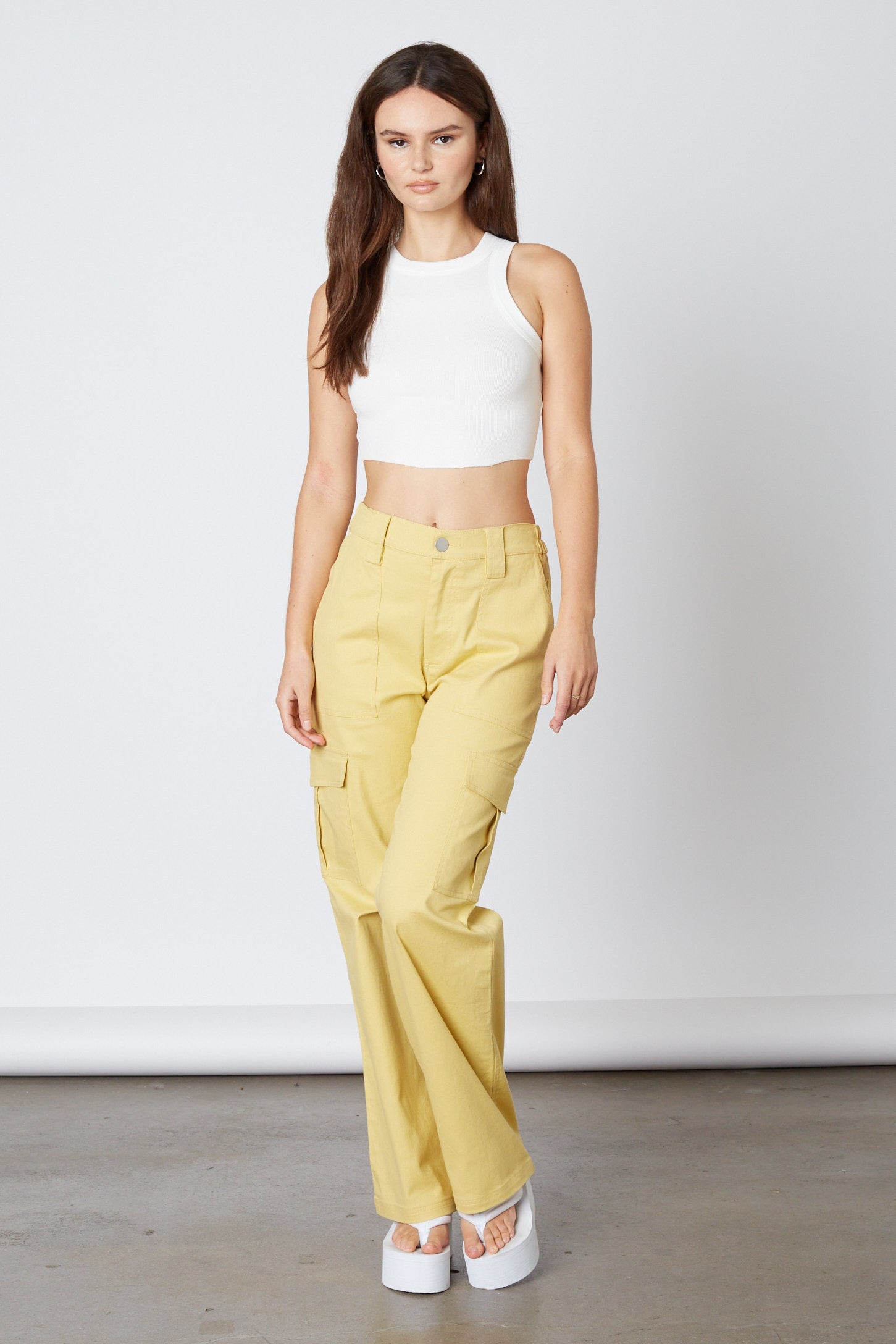 Twill Cargo Pants in Maize Front