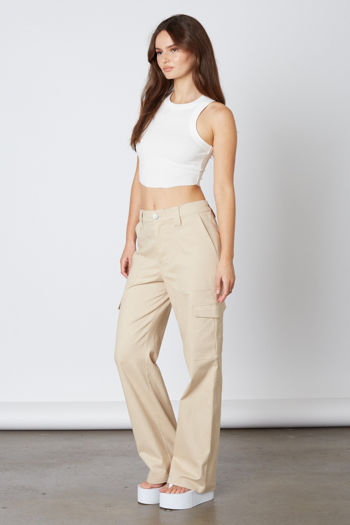 Twill Cargo Pants in Sand Side