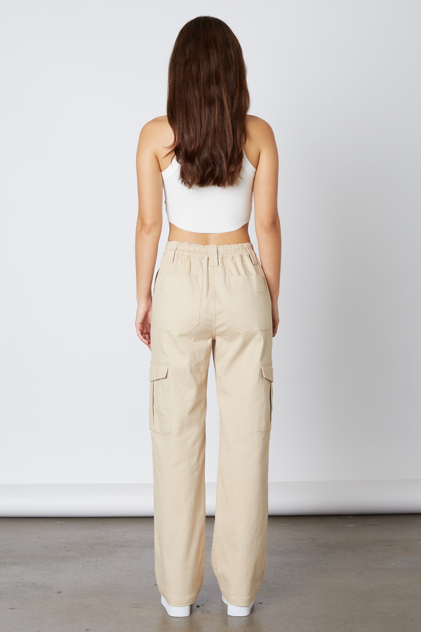 Twill Cargo Pants in Sand Back