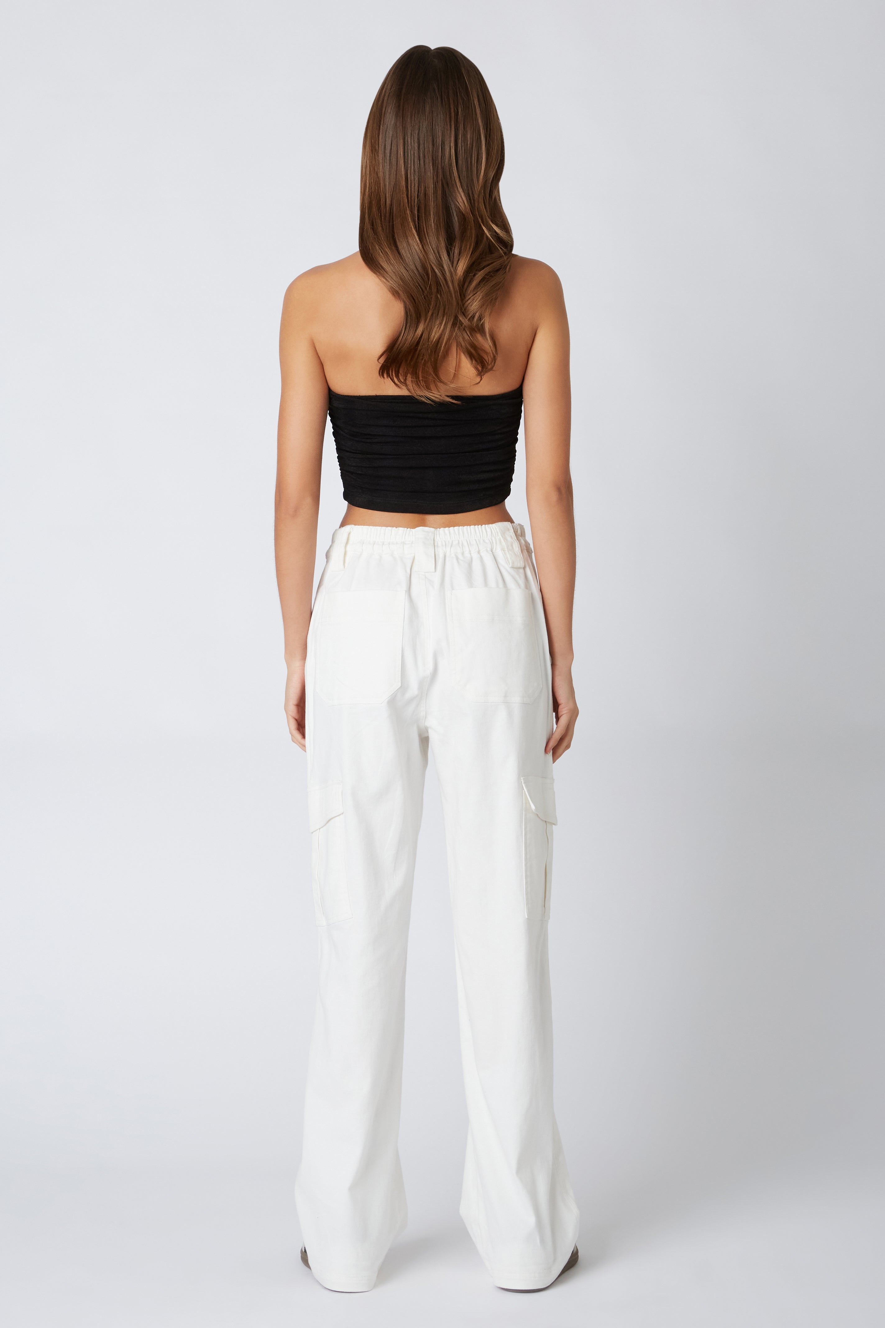Twill Cargo Pants in White Back