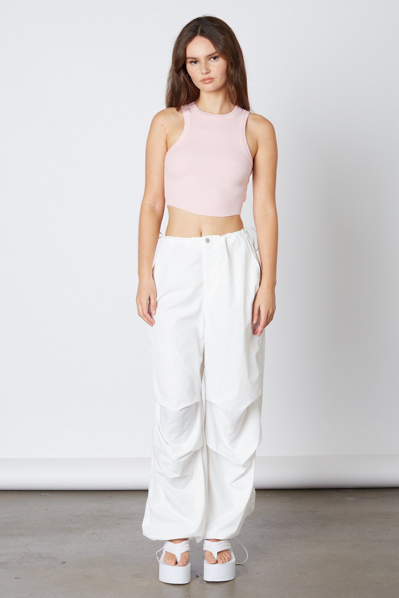 Swish Parachute Pant in White Front