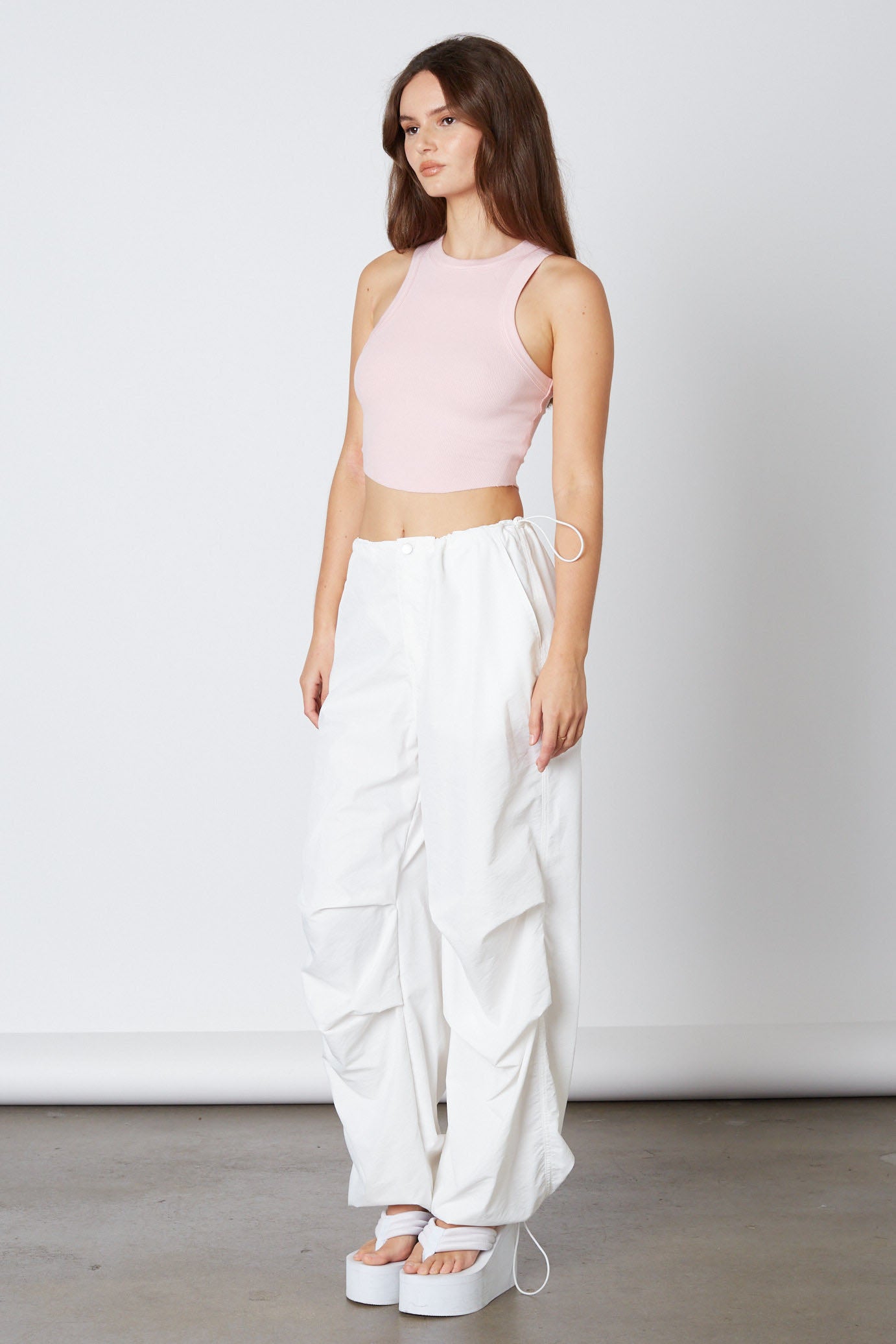 Swish Parachute Pant in White Side