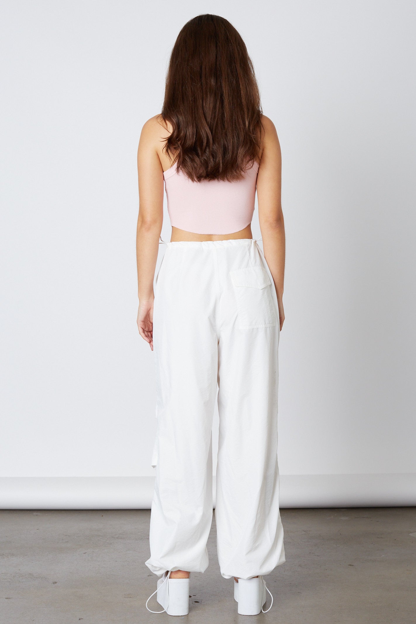 Swish Parachute Pant in White Back