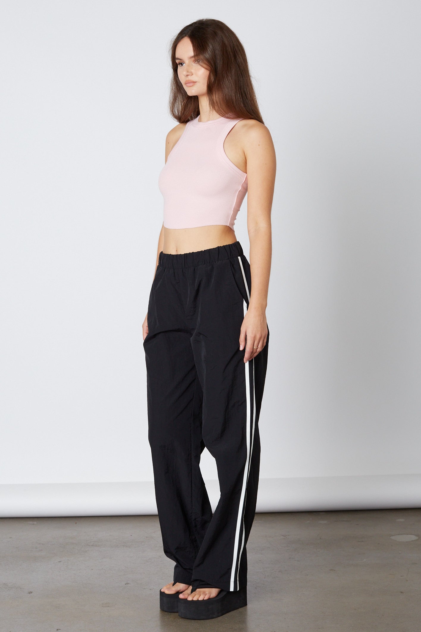 Nylon Track Pant in Black Side