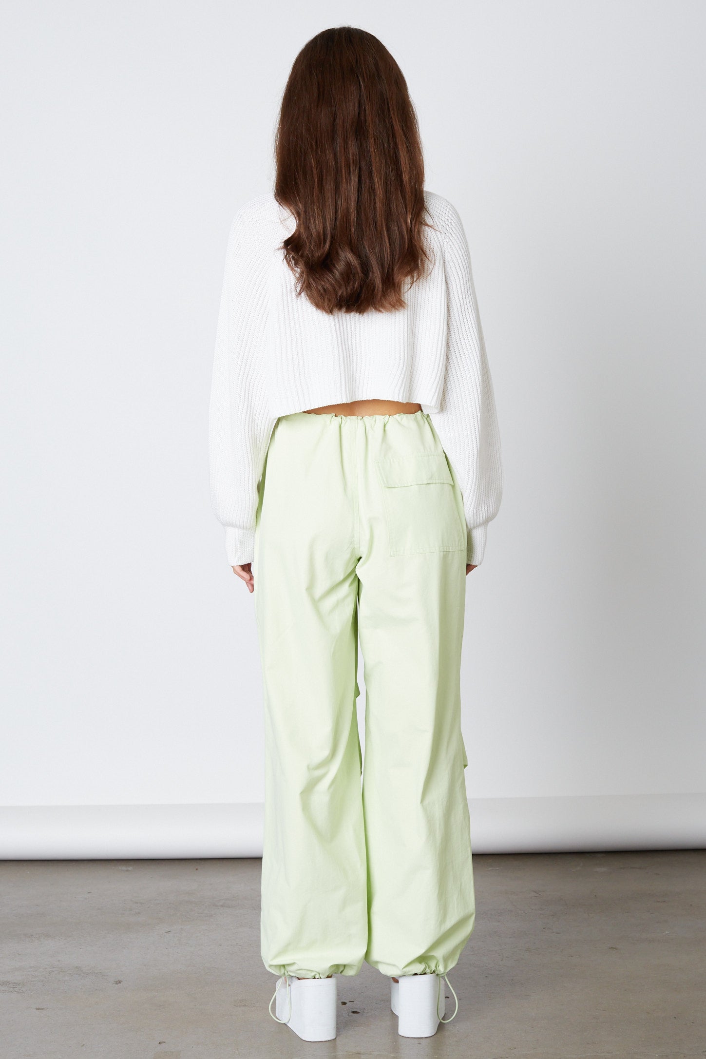 Mid-Rise Parachute Pant in Honeydew Back