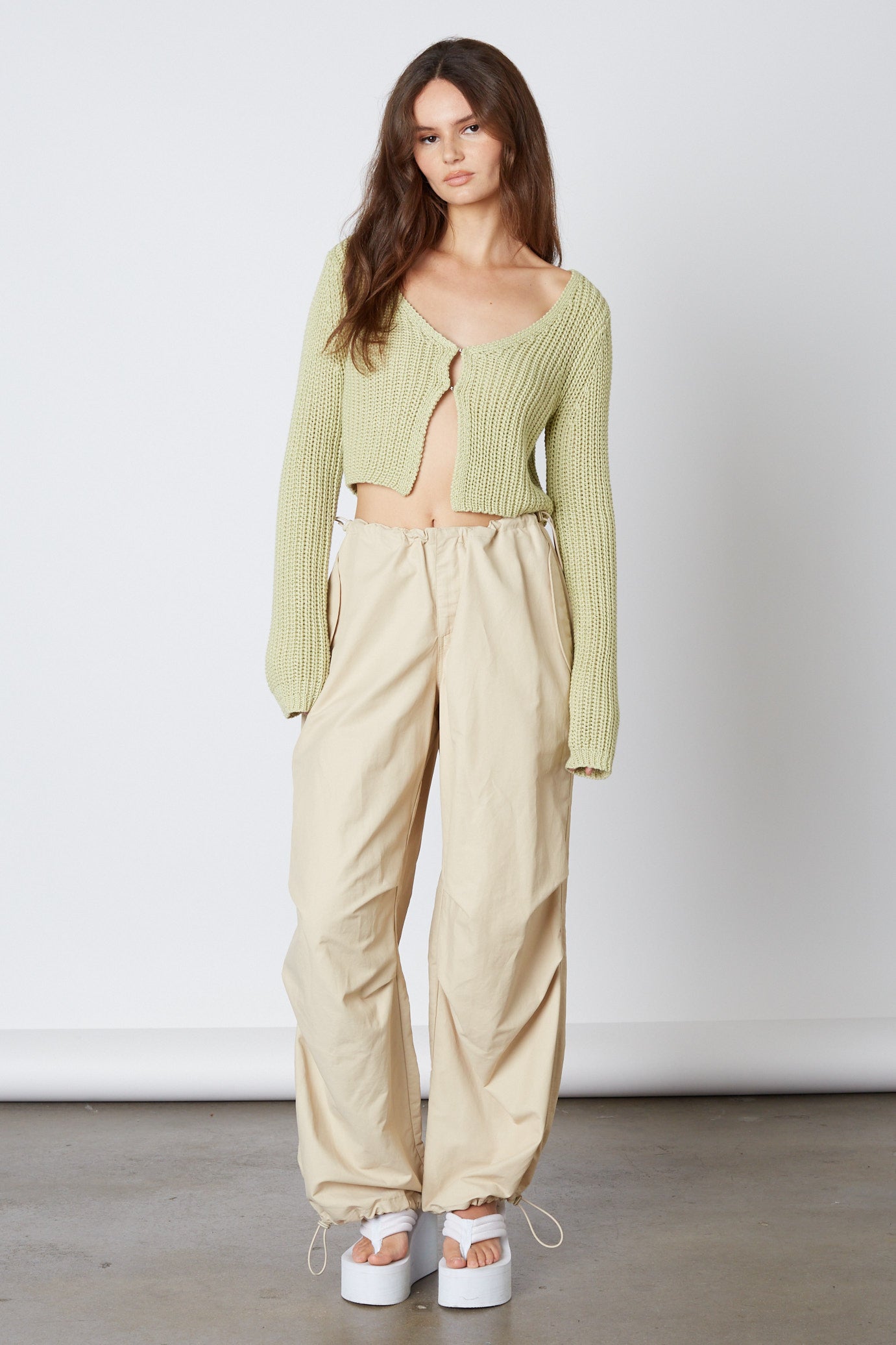 Mid-Rise Parachute Pant in Tan Front