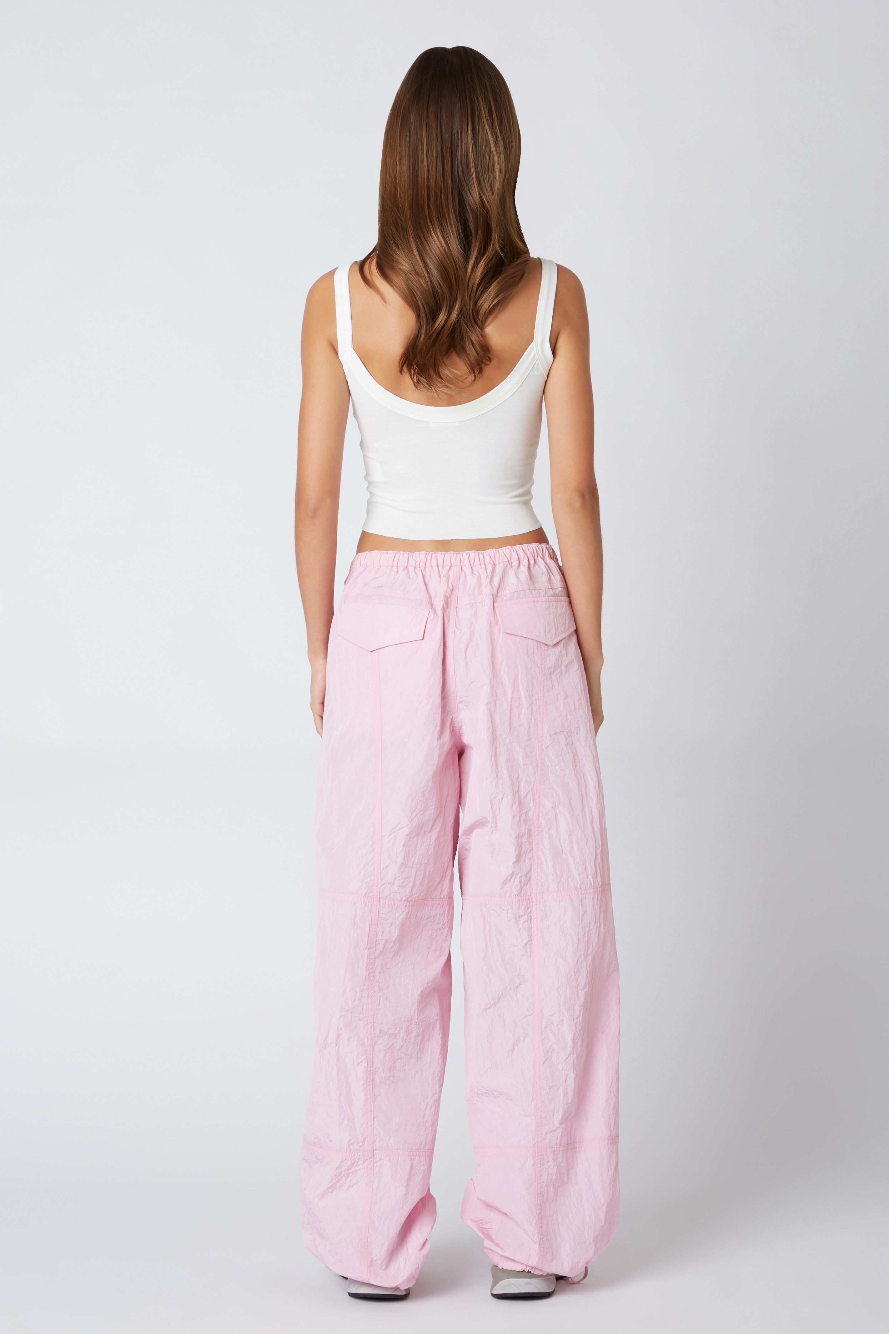 Crinkle Parachute Pant in Pink Back