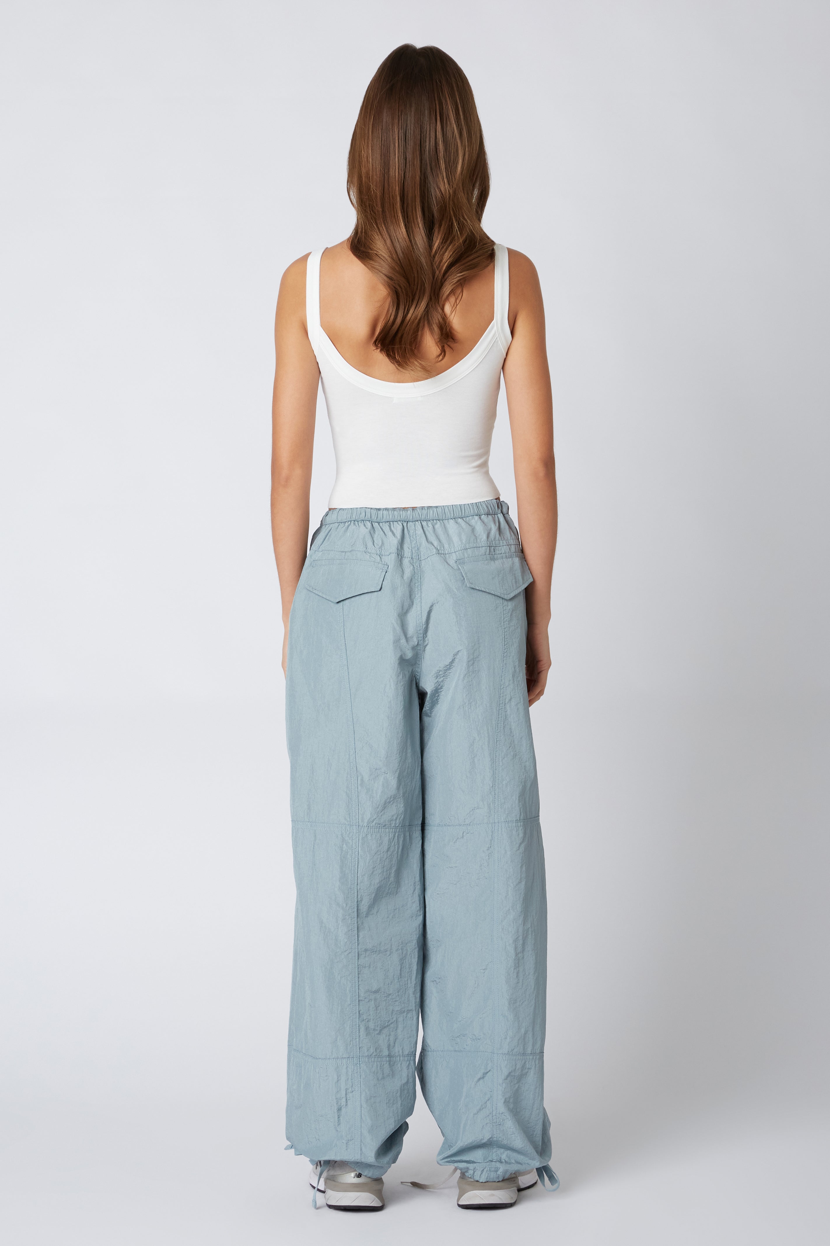 Crinkle Parachute Pant in Steel Back