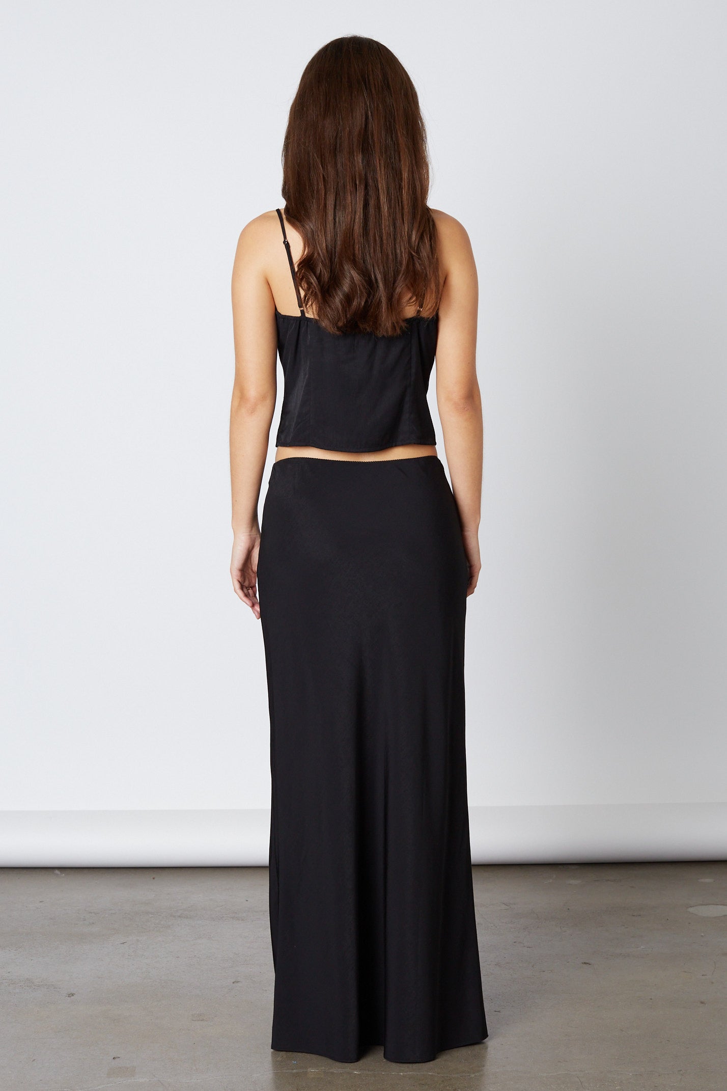 Denim Bias Maxi Skirt in Black Back
