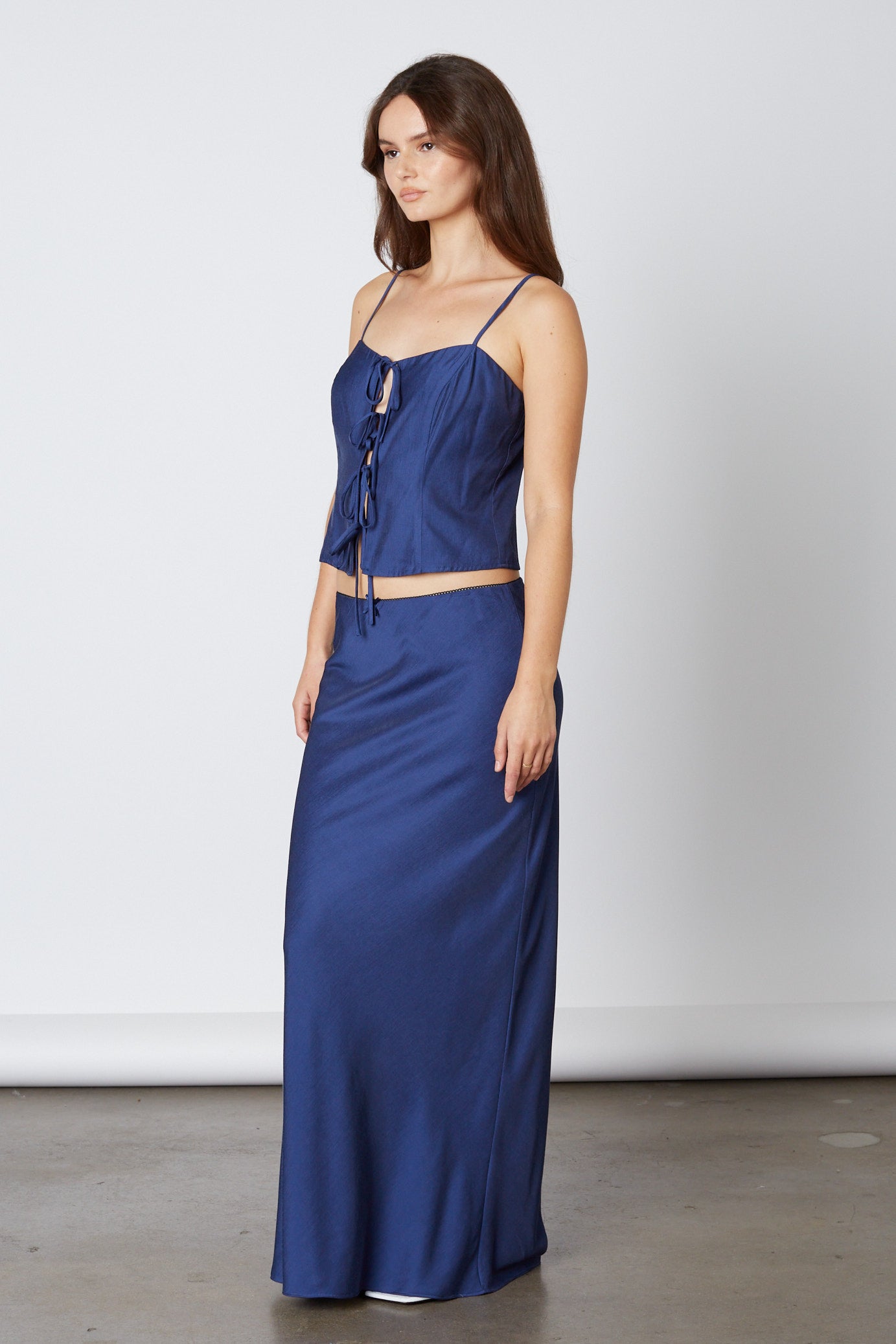 Bias Maxi Skirt in Denim Side