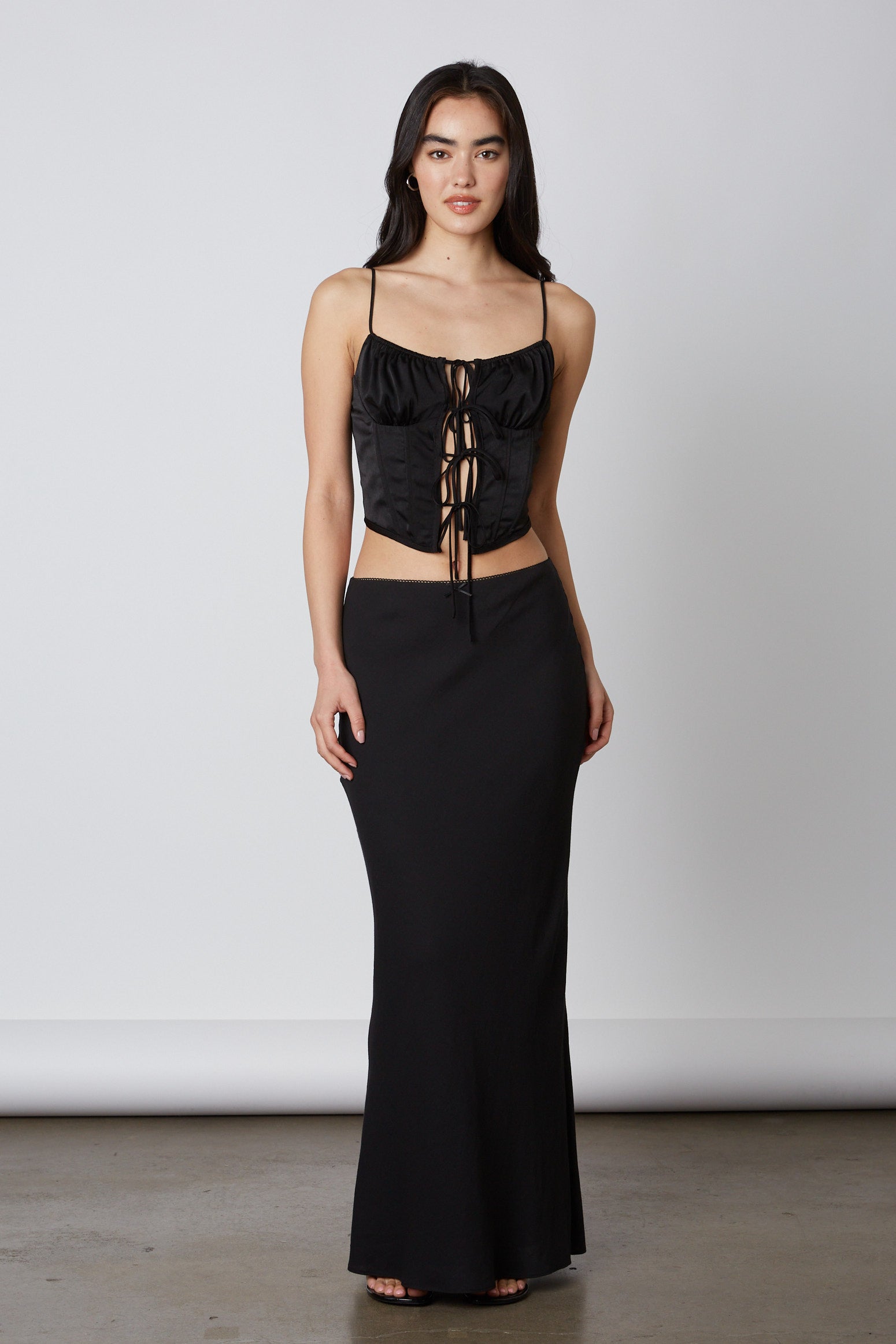 Bias Maxi Skirt in Black Front