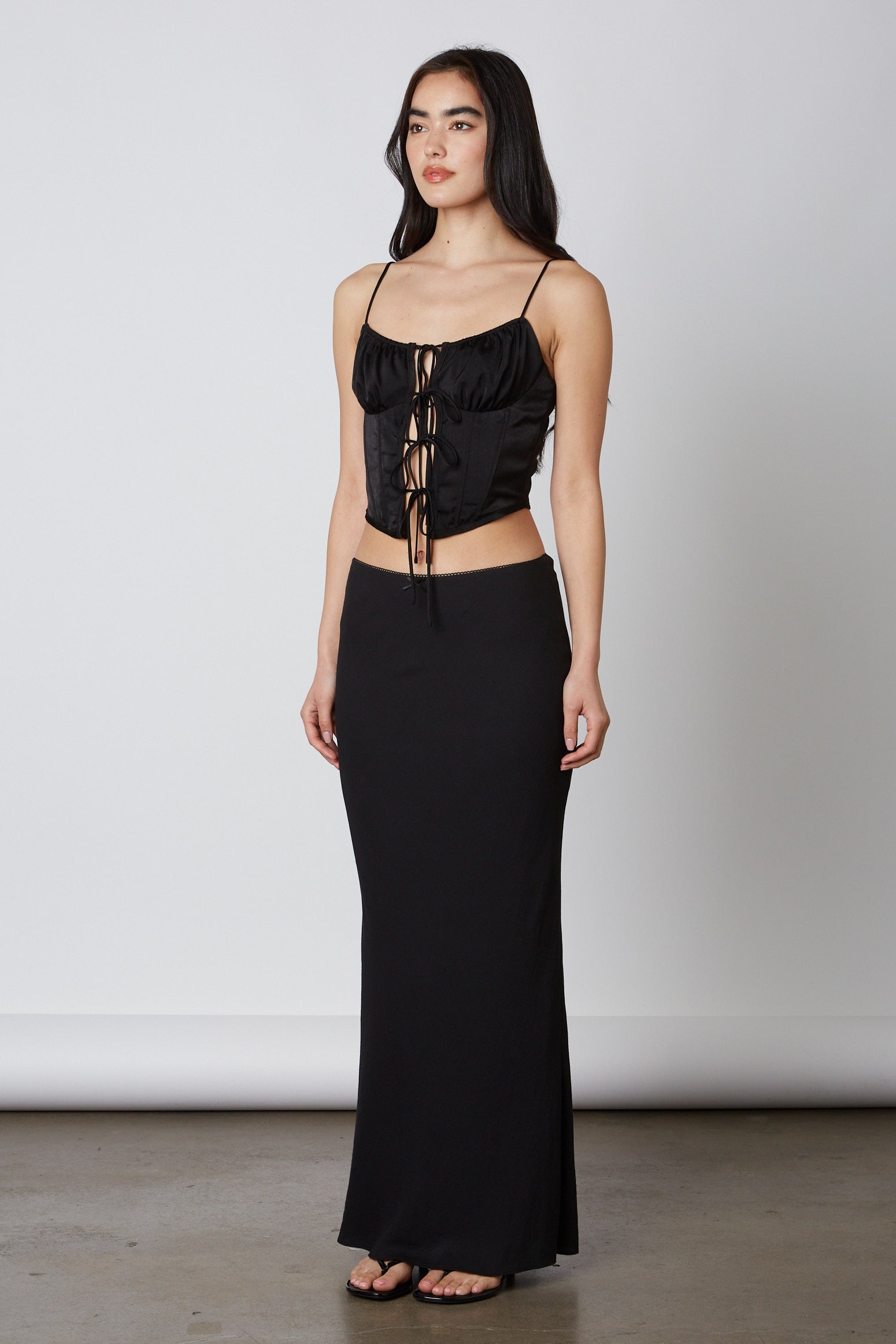 Bias Maxi Skirt in Black Side