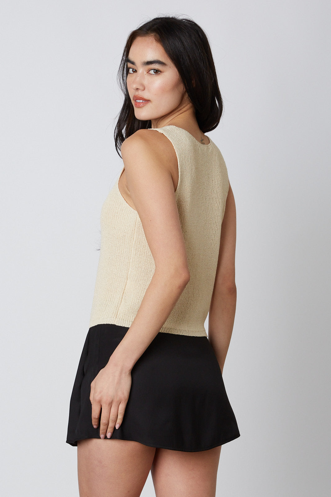 Pleated Mini Skort in Black Back