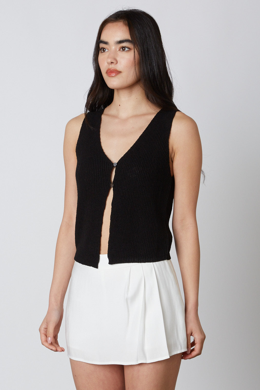 Pleated Mini Skort in White Side
