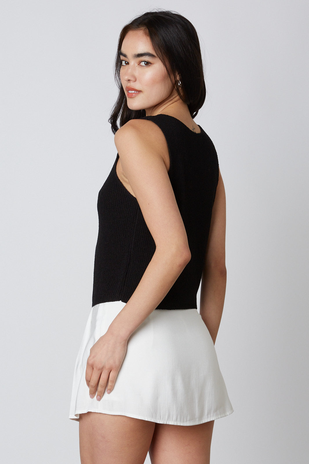 Pleated Mini Skort in White Back