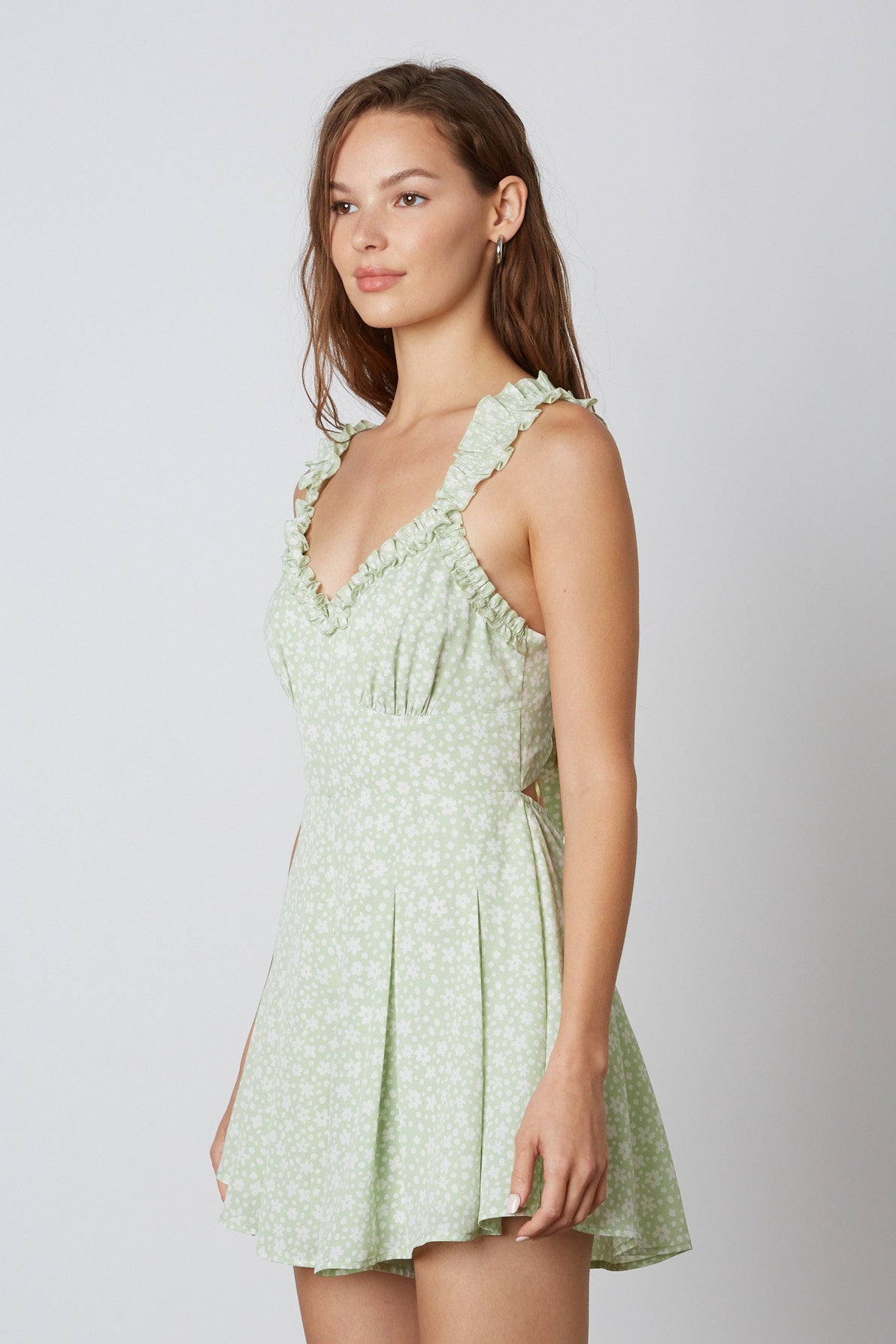 Floral Romper in Sage Side