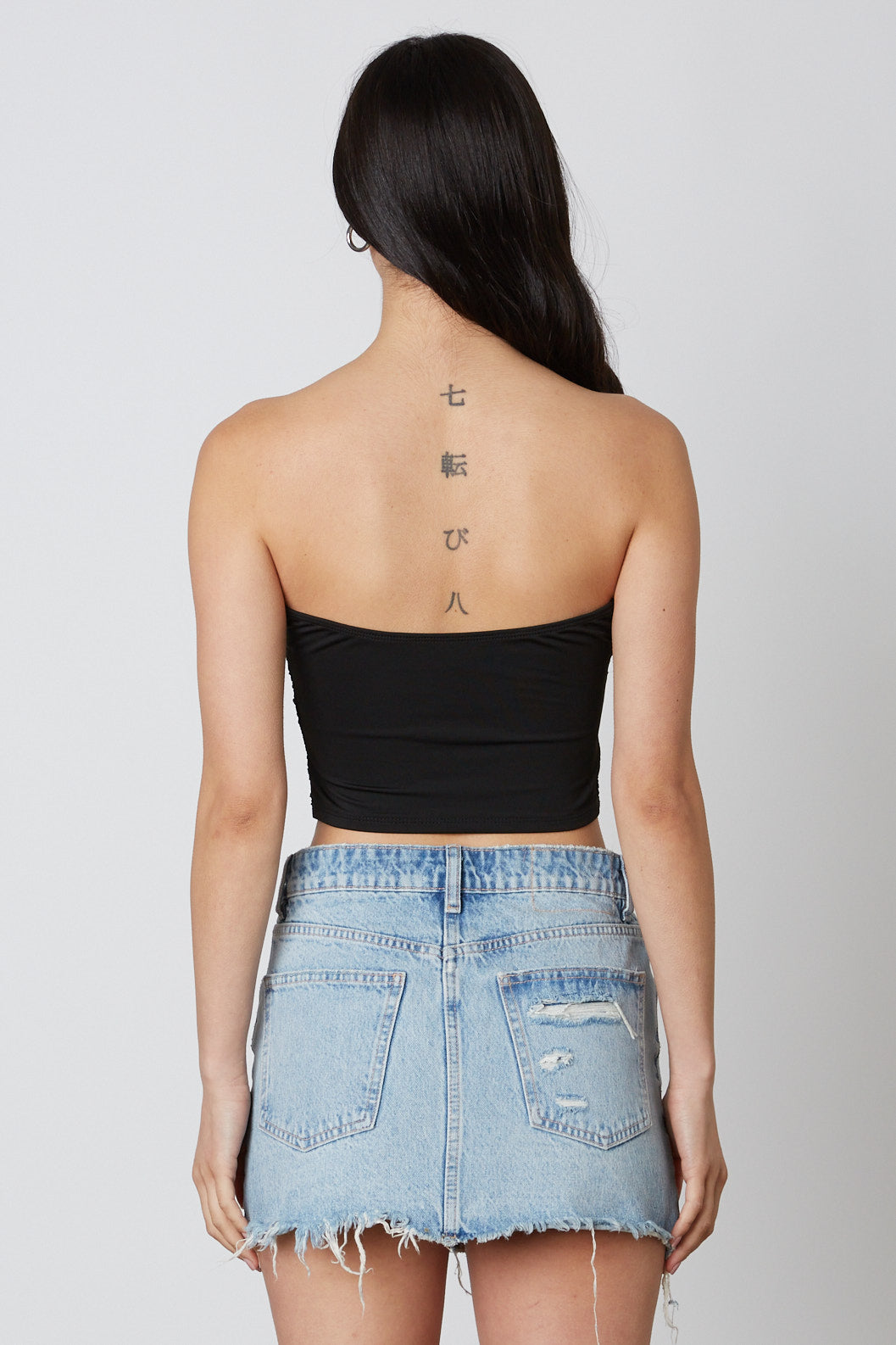 Cut Out Cropped Tube Top in Black Back