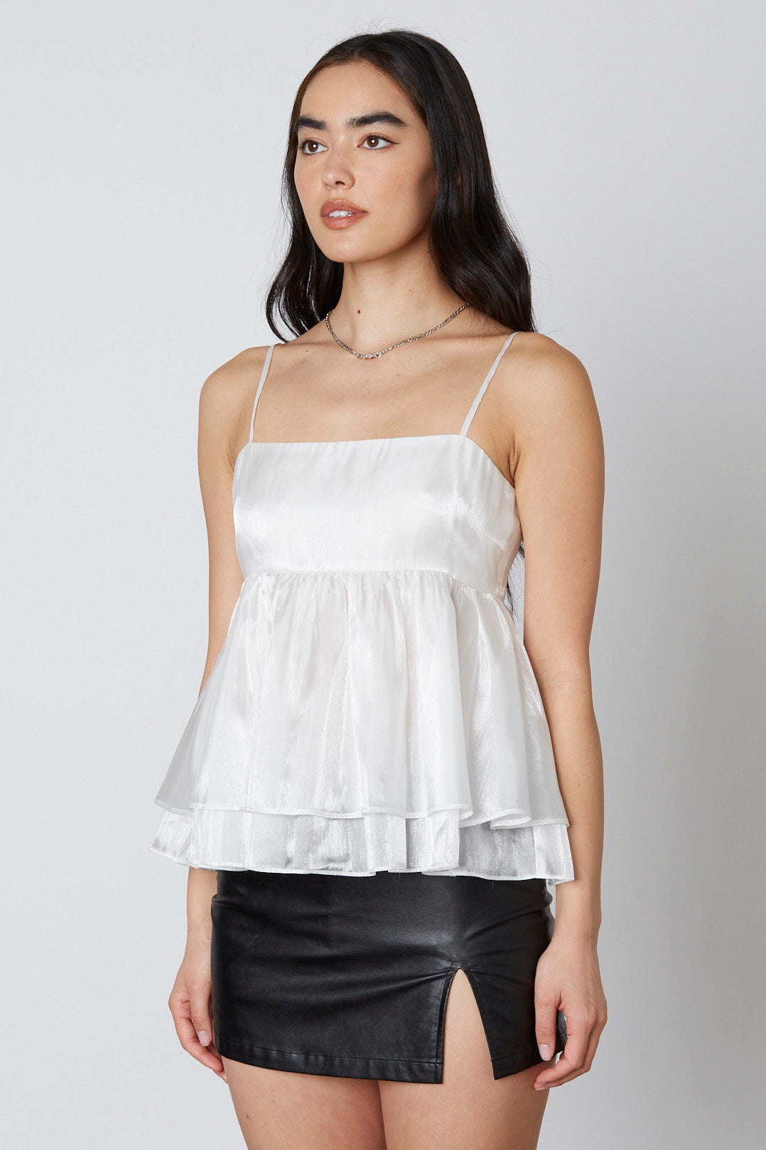 Organza Babydoll Top in White Side