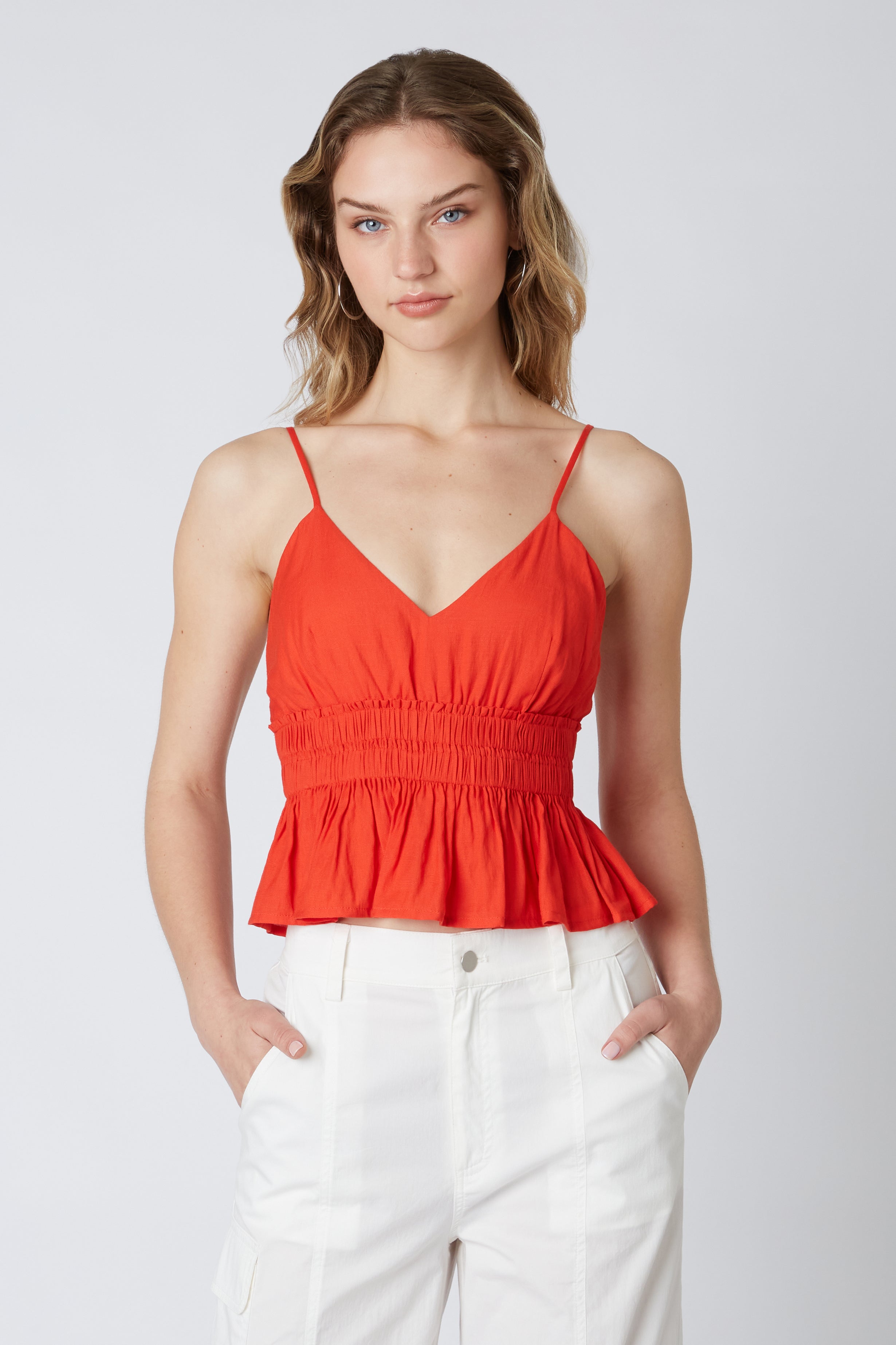 Red Peplum Cami Front 1
