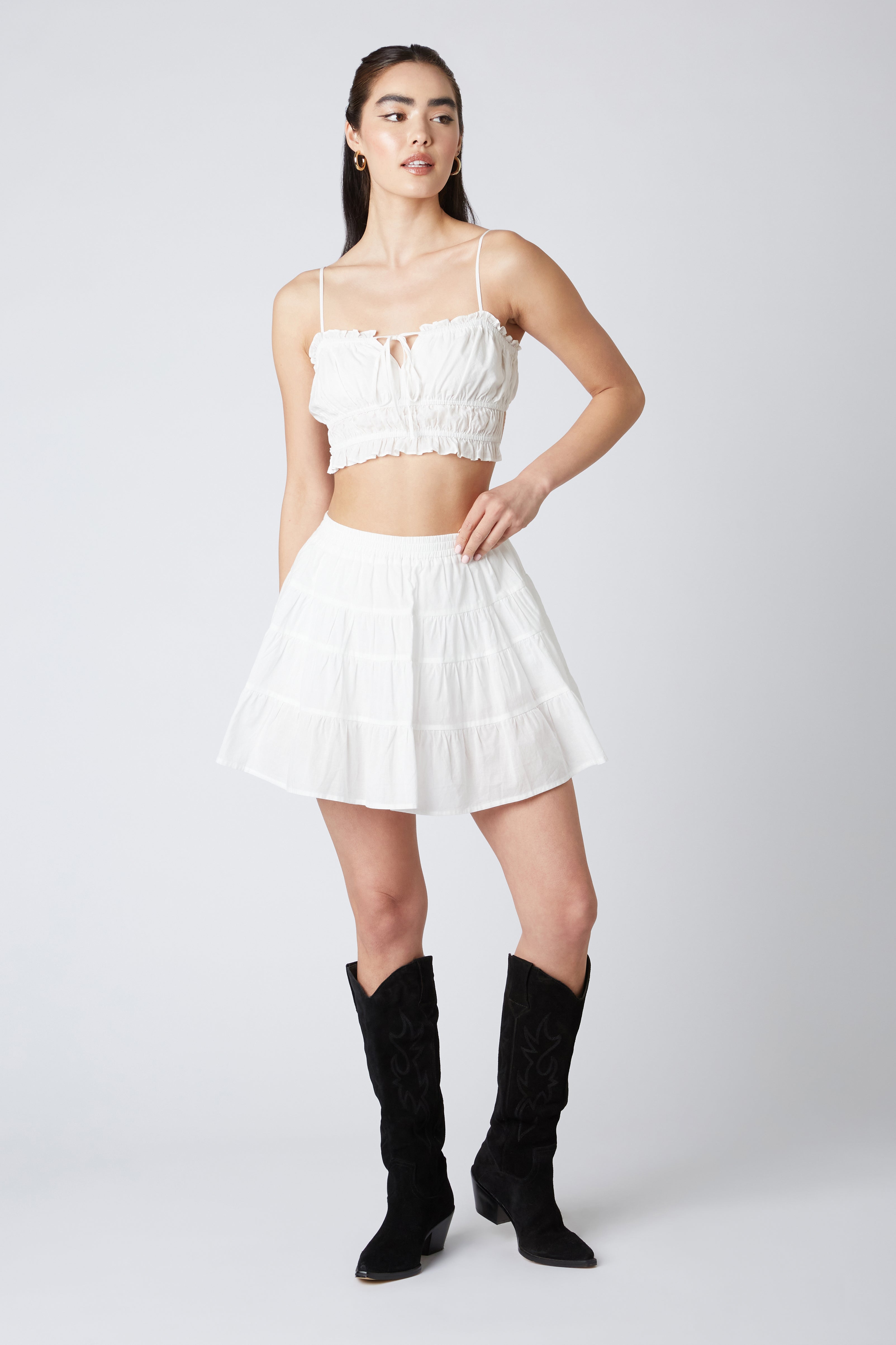 Smocked Two-Piece Set in White Front
